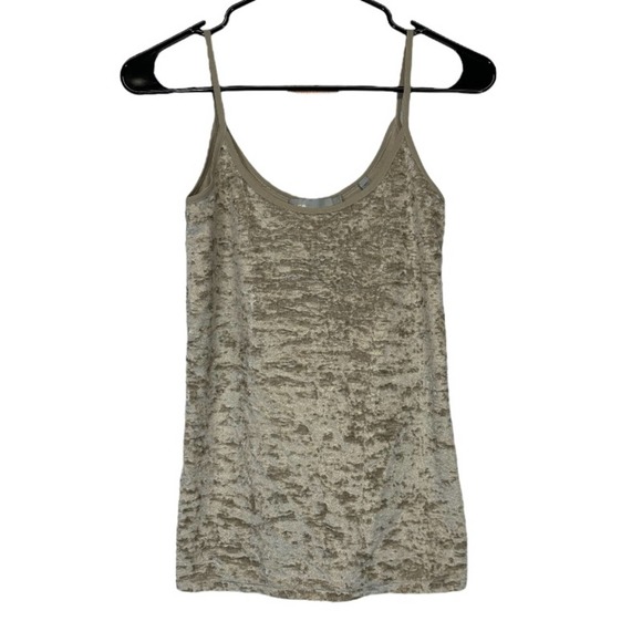 Vince‎ Crushed Velvet Taupe Sleeveless Cami Tank Top Size S - Picture 1 of 8